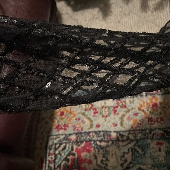 Black Dress with Sequin Sleeves - Picture 2 of 5